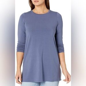 E.L.I 3/4 Sleeve Button Back Tunic Blue Size Medium